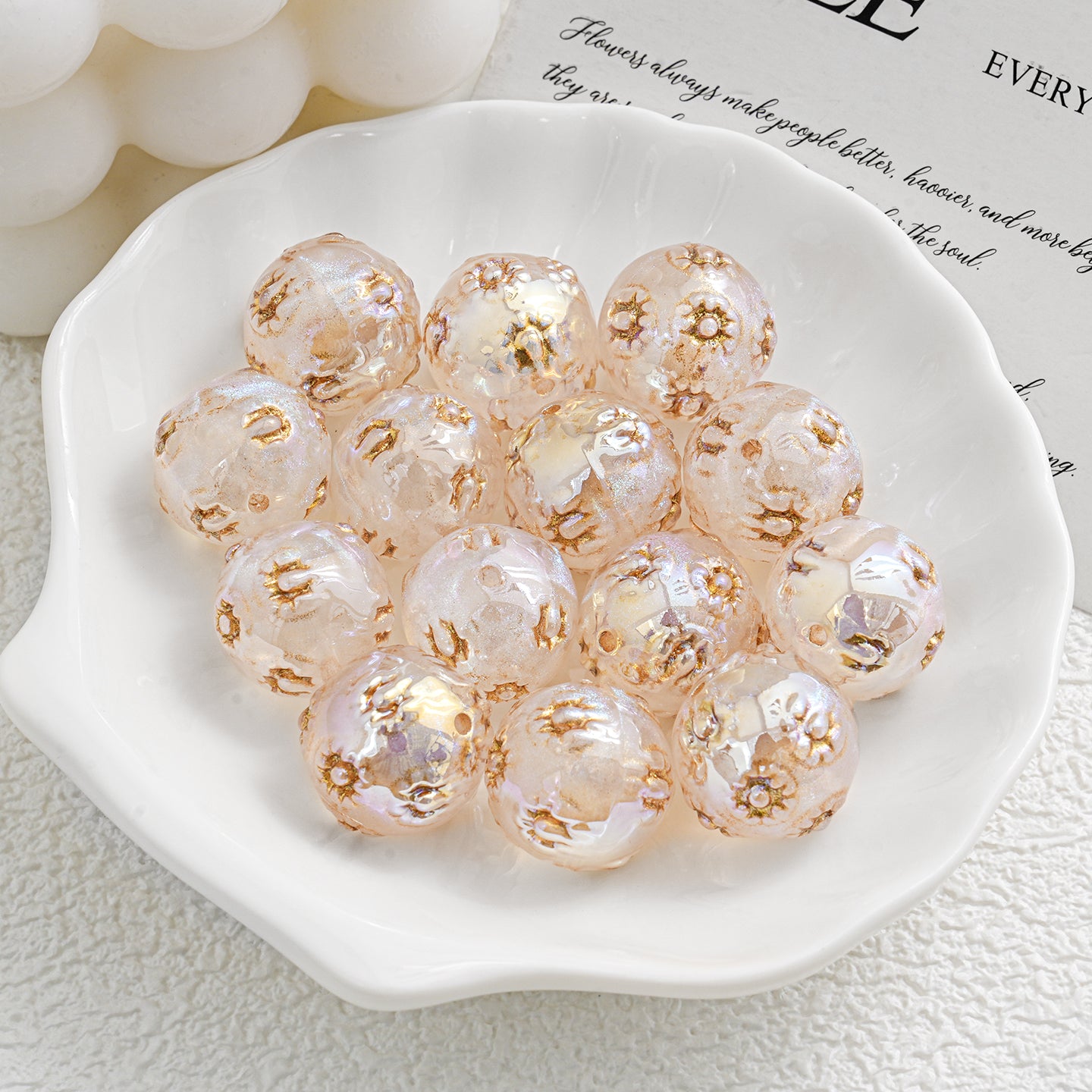 Gold leaf beads--Cathy shop