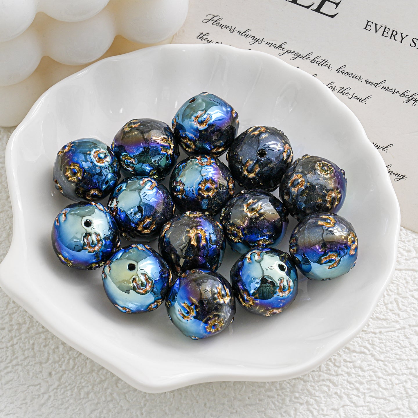 Gold leaf beads--Cathy shop